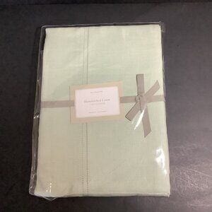WILLIAMS-SONOMA Hemstitched Linen Tablecloth 70" x 90" Pastel Green NIP!!